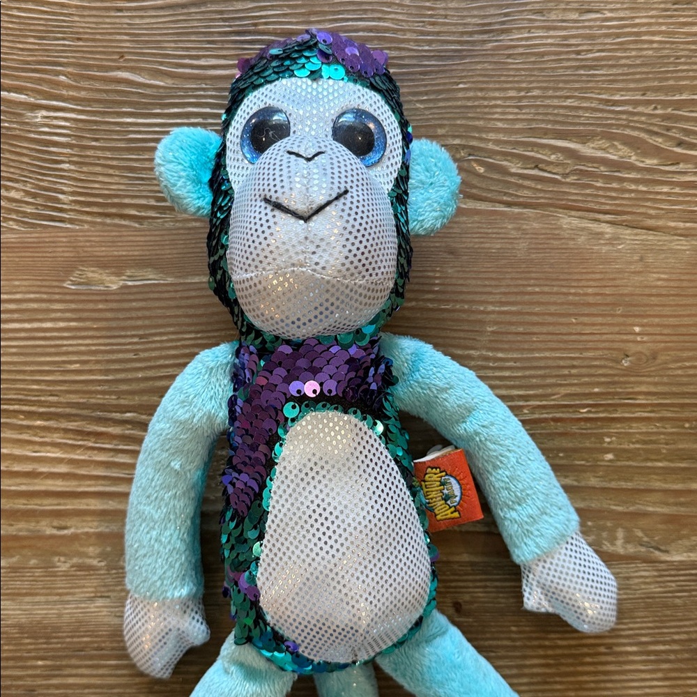 Adventure Planet Stuffed Sequence Monkey - Colorful Monkey Plush Toy 14”